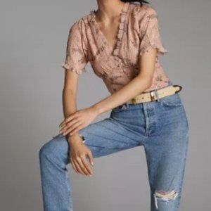 SOLD- Anthropologie - Sequened v-neck blouse